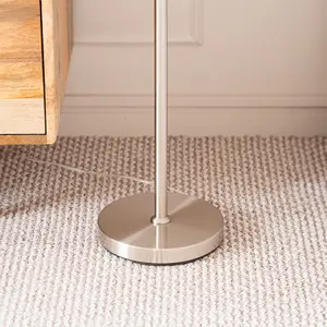 ValueLights Kristina Silver 3 Arm Floor Lamp with White Frosted Glass Shades - LED Bulb Included