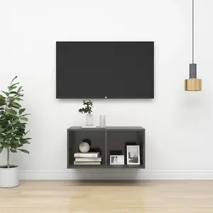 Berkfield Wall-mounted TV Cabinet Grey 37x37x72 cm Engineered Wood