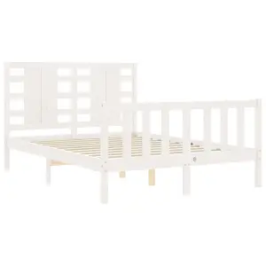 Berkfield Bed Frame with Headboard White 120x200 cm Solid Wood