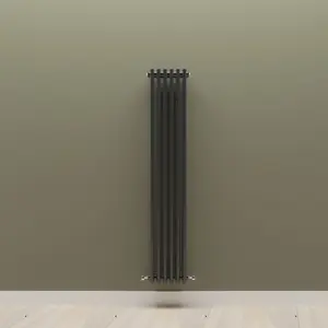 Vertical Black Triple Column Radiator (H) 1500mm x (W) 290mm, 4361 BTU.