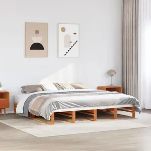 Berkfield Bed Frame without Mattress Wax Brown 200x200 cm Solid Wood Pine