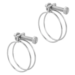 Pisces Double Wire Hose Clips to fit 38/40mm hose (1.5in) Pipe (2 pack)