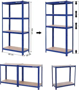 SONGMICS Boltless 4-Level Steel Shelving Unit, Storage Solution, Rack, for Garage and Shed, Blue