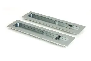 From The Anvil Satin Chrome 250mm Plain Rectangular Pull - Privacy Set