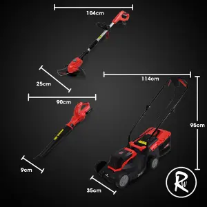 RocwooD Cordless Lawnmower Trimmer & Blower 20V 33CM Cutting Width