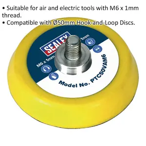 Premium 50mm Hook and Loop Backing Pad for Angle Grinders - M6 Thread Compatible