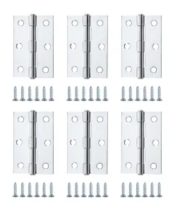 Chrome-plated Metal Butt Door hinge N429 (L)75mm (W)75mm, Pack of 6