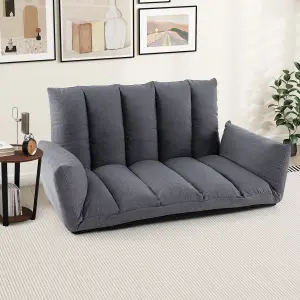 COSTWAY Foldable Floor Sofa Upholstered Recliner Chair Convertible Lazy Couch