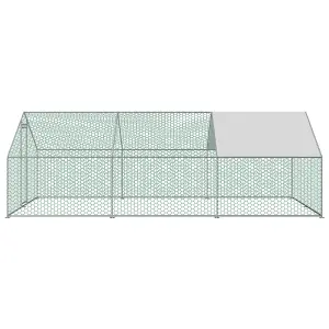 KCT Large Walk-In Chicken Run / Duck Pen - 6 x 3m  - Outdoor Garden Pet/Dog Enclosure Kennel Hen Coop - Galvanised