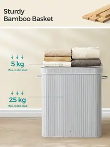 SONGMICS Laundry Basket, 2-Section Laundry Hamper With 2 Shelves, Pull-Out And Removable Liners, 2 X 46L