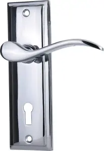 Sandleford Lupton Door Handle Lock Lever Set - Polished Chrome