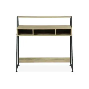 sweeek. Desk in metal and wood effect Loft Natural 100x48x94.5 cm