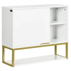 kleankin Bathroom Wall Cabinet with Adjustable Shelf for Hallway, Living Room