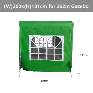 SunDaze Green Side Panel with Window for 2x2M Pop Up Gazebo Tent 1 Piece