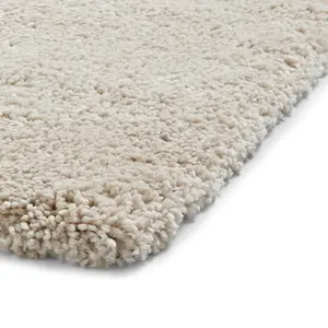 Cream Plain Shaggy Easy to Clean Modern Polypropylene Rug for Living Room Bedroom and Dining Room-120cm X 170cm