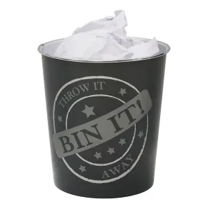 JVL Small Bin It Waste Paper Bin, Dark Grey