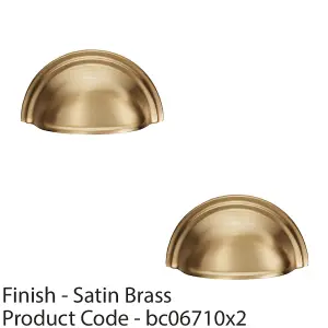 2 PACK - Victorian Cup Handle - Satin Brass 76mm Centres Solid Brass Shaker Drawer Pull