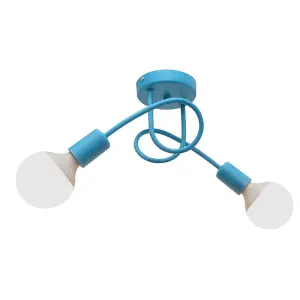 Luminosa Oxford Multi Arm Semi Flush Ceiling Light Turquoise 38cm