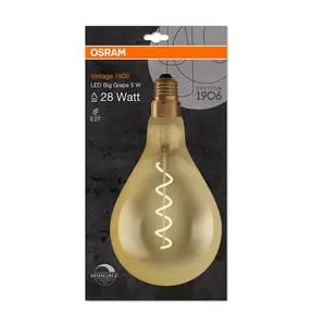 Osram LED Filament Giant GLS 4W E27 Dimmable Vintage 1906 Extra Warm White Gold