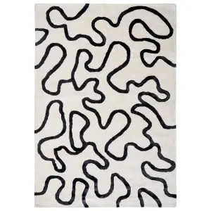 Viscose Area Rug Abstract Pattern 160 x 230 cm White and Black KAPPAR