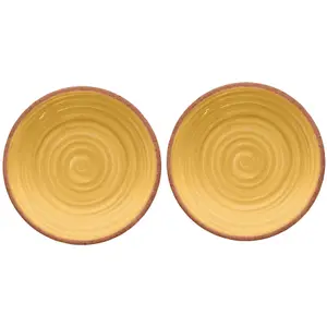 Purely Home Rustic Swirl Yellow Melamine Side Plates - Set of 2