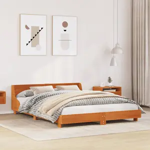 Berkfield Bed Frame without Mattress Wax Brown 120x200 cm Solid Wood Pine