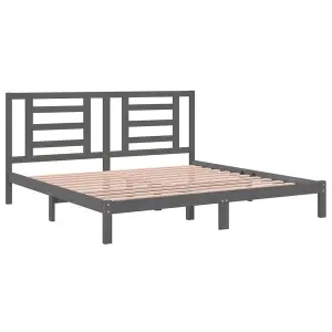 Berkfield Bed Frame Grey Solid Wood Pine 200x200 cm