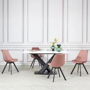 4 Rivas Velvet Upholstered Dining Chairs (Set of 4) Pink