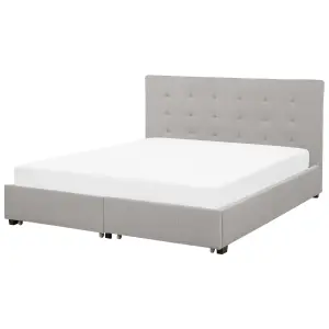 Fabric EU Super King Bed with Storage Light Grey LA ROCHELLE