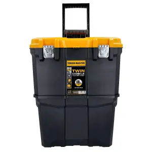 TOUGH MASTER Heavy Duty Rolling Storage Toolbox & Organiser Box with Foldable Handle & Removable Top Storage