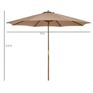 Lakewood 300cm Market Parasol Khaki