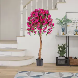 COSTWAY 130cm Artificial Azalea Tree Faux Tree in Pot Indoor Tall Decorative Plant