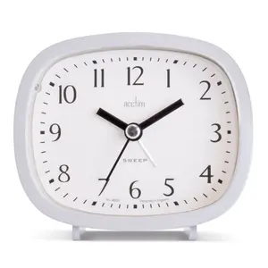 Analogue Quartz Movement / Crystal Alarm Tabletop Clock White