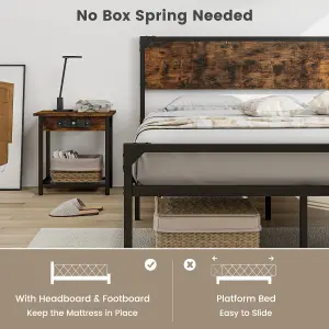 Costway King Bed Frame Industrial Metal Platform Bed with Headboard and Footboard