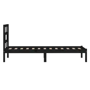 Berkfield Bed Frame Black Solid Wood Pine 100x200 cm