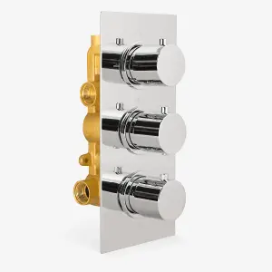 Flora Round 3 Way Concealed Thermostatic Shower Mixer Valve,Head, Handset, Bath Filler set Chrome