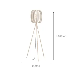 EGLO Romazzina Contemporary Sandy Caged Tripod Floor Lamp