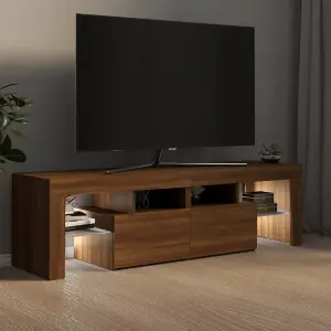 Berkfield TV Cabinet with LED Lights Brown Oak 140x36.5x40 cm