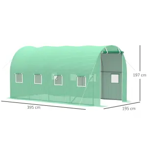 Outsunny 4 x 2M Polytunnel Walk-in Garden Greenhouse with Zip Door and Windows