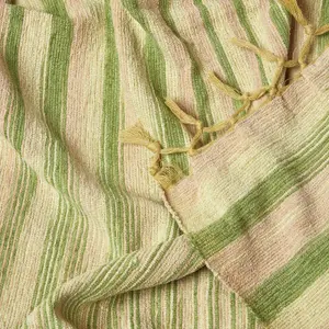 Homescapes Bed Sofa Throw Cotton Chenille Tie Dye Green, 220 x 240 cm