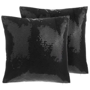 Set of 2 Cushions ASTER 45 x 45 cm Solid Black