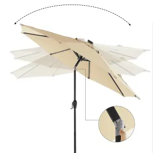 2.7 m Garden Parasol Umbrella with LED Lights Without Base UPF 50+ Outdoor