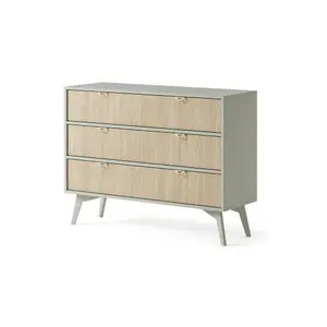 Vibrant Forest Chest of Drawers H800mm W1060mm D380mm in Green & Oak Scandi - Infuse Your Space with Freshness