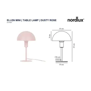 Nordlux Ellen Indoor Bedroom Living Dining Office Mini Table Lamp Light in Dusty Rose (Diam) 16cm