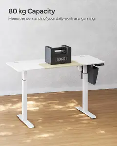 Electric Standing Desk, Height Adjustable Desk, 60 x 140 x (72-120) cm, Continuous Adjustment, Spliced Tabletop, 4 Memory Height