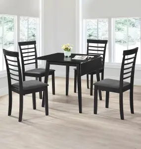 Hallowood Furniture Ledbury Drop Leaf Rectangular Table with 4 Chairs in Black Finish