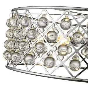 Luminosa Spring 6 Light Large Ceiling Pendant Chrome, Clear with Crystals, E14