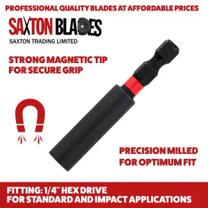 4 Piece Saxton Magnetic 60mm and 152mm Professional Impact Bit Holders with 1 x PZ2 & 1 x PH2 Screwdriver Impact Bits