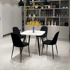 Core Products Aspen White 80cm Square Dining Table with 4 Black Plastic Duo Design Chairs