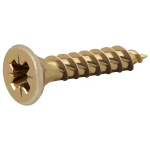 TurboDrive PZ Double-countersunk Yellow-passivated Steel Wood screw (Dia)4mm (L)20mm, Pack of 100